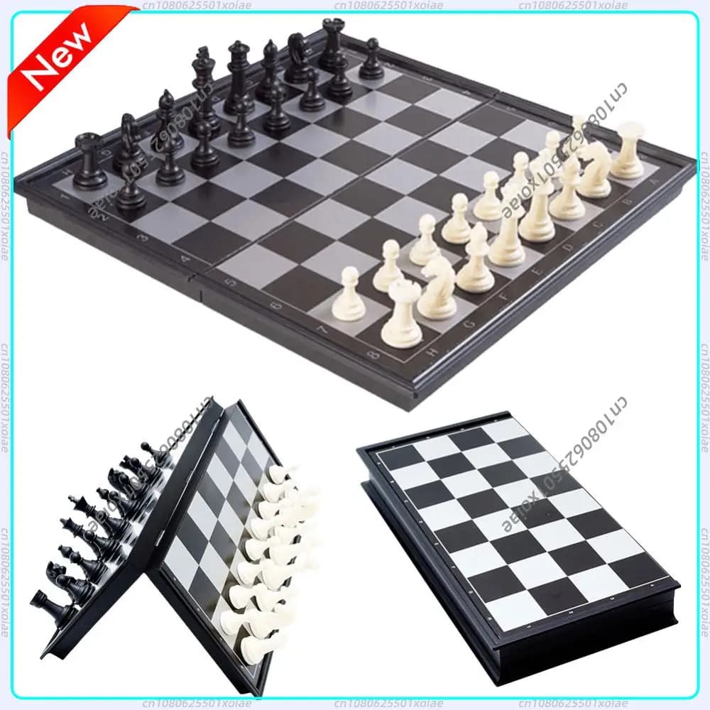 Folding Magnetic Chess 19.5*19.5cm Plastic Chessboard Game International Chess Game Gift for Adult Kids Beginner
