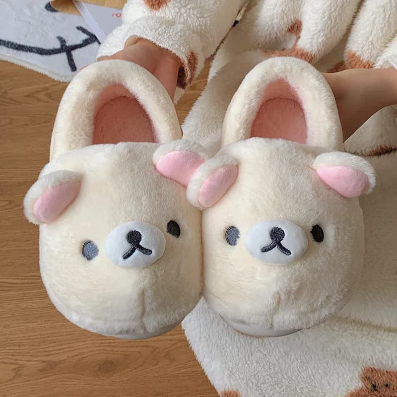 Pantofole da orso invernale da donna stile coppia carino rilassante nuvola di cotone scarpe calde antiscivolo per scarpe da pavimento in cotone per la casa