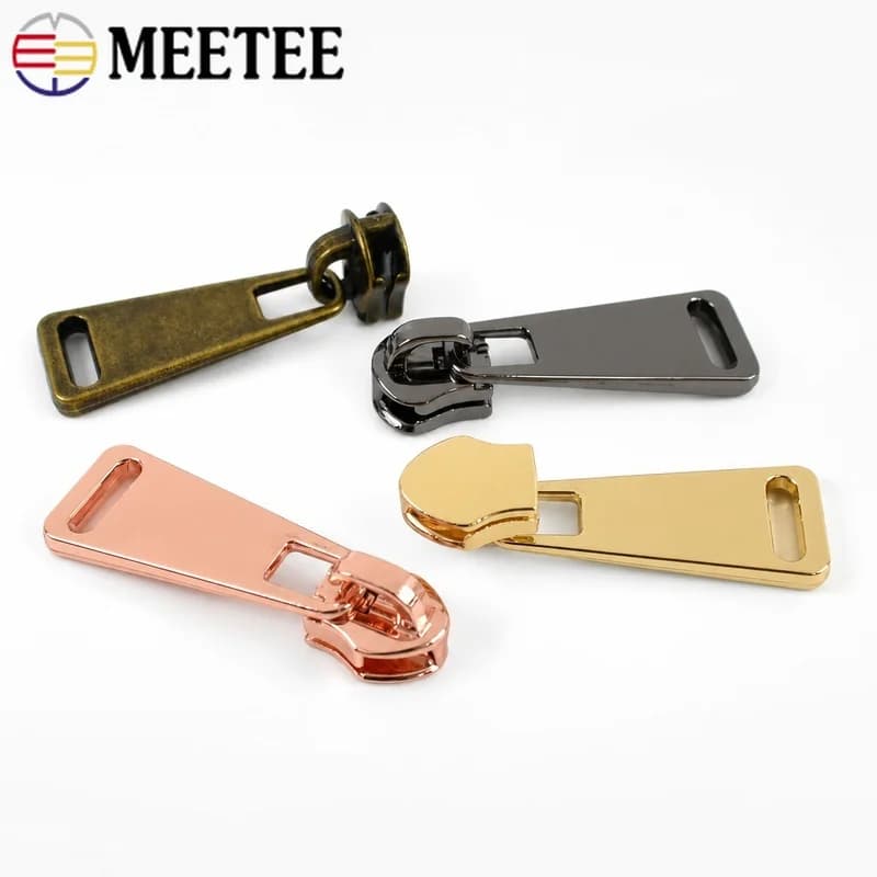 5-50Pcs Meetee 5# Zipper Puller for Metal/Nylon Zips Sewing Bag Pocket Closure Sliders Clothes Decor Head Zippers Repair Kit