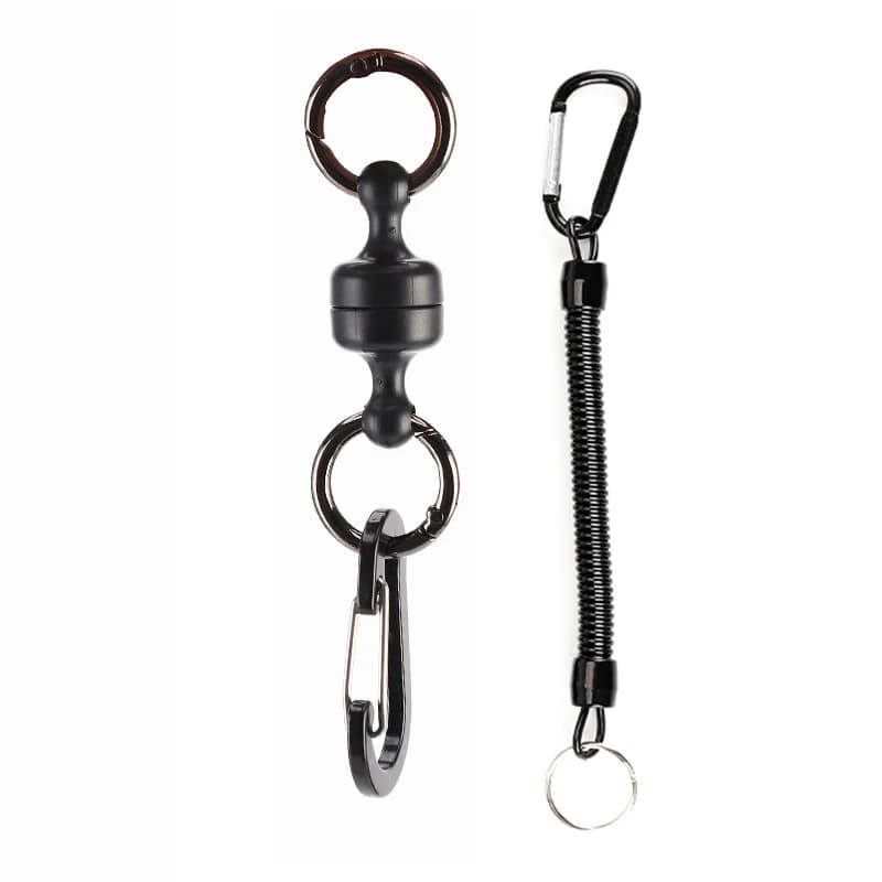 Supporto da pesca portatile in acciaio MRC con clip a sgancio rapido magnetico forte con moschettone in alluminio con cordino da pesca