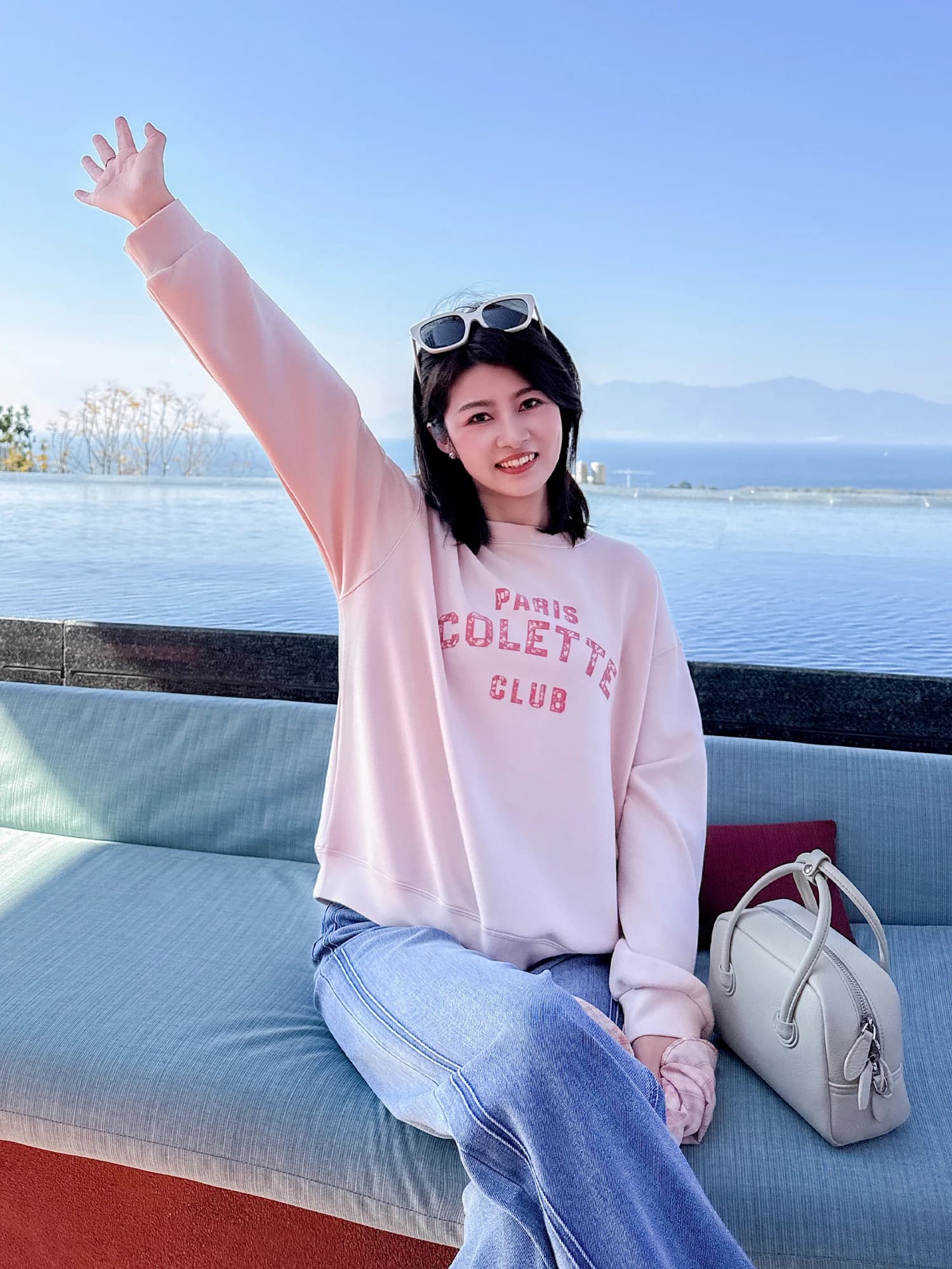 Zillal Purple Road Letter Scarf Casual Loose Letter Embroidery round Ne Hoodie Women's Faion Cotton Polyester Blend Long ...