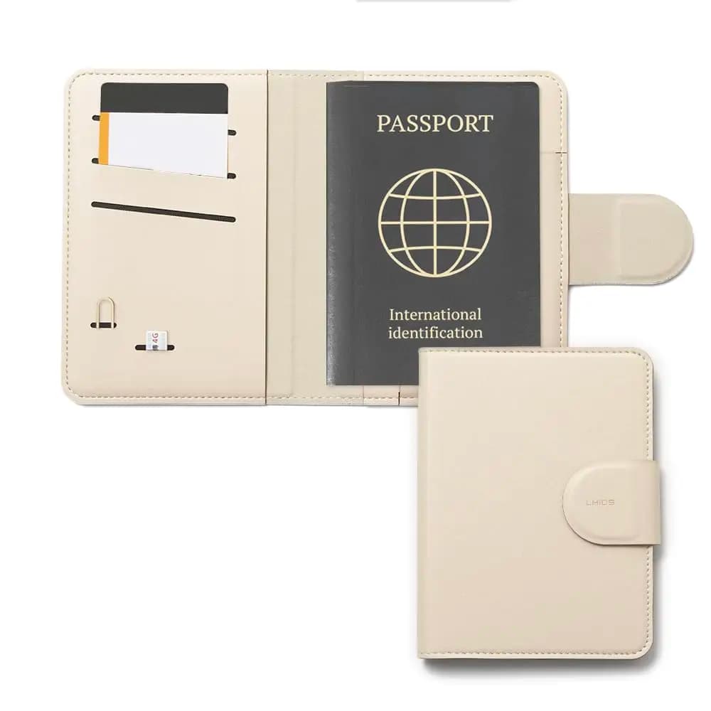 Porta Passaporto in Similpelle con Protezione RFID, Pelle PU Premium, Chiusura a Bottone a Pressione, Custodia da Viaggio per Passaporto