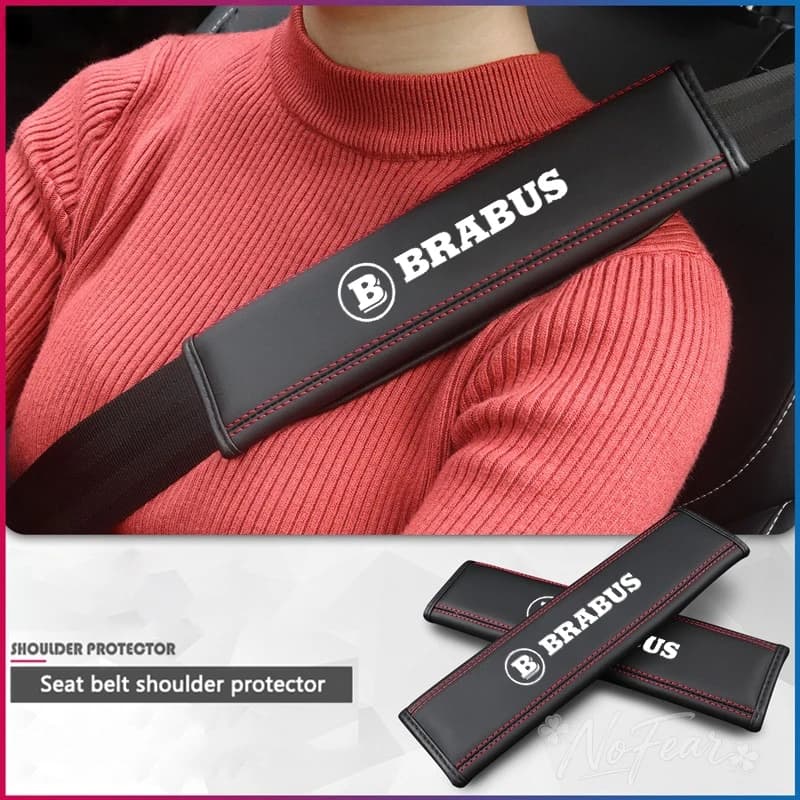 2Pcs Car Seat Belt Cover Shoulder Pad Auto Accessories For BRABUS W253 W204 W205 W176 W246 W205 W212 W251 W166X156X204 Sticker
