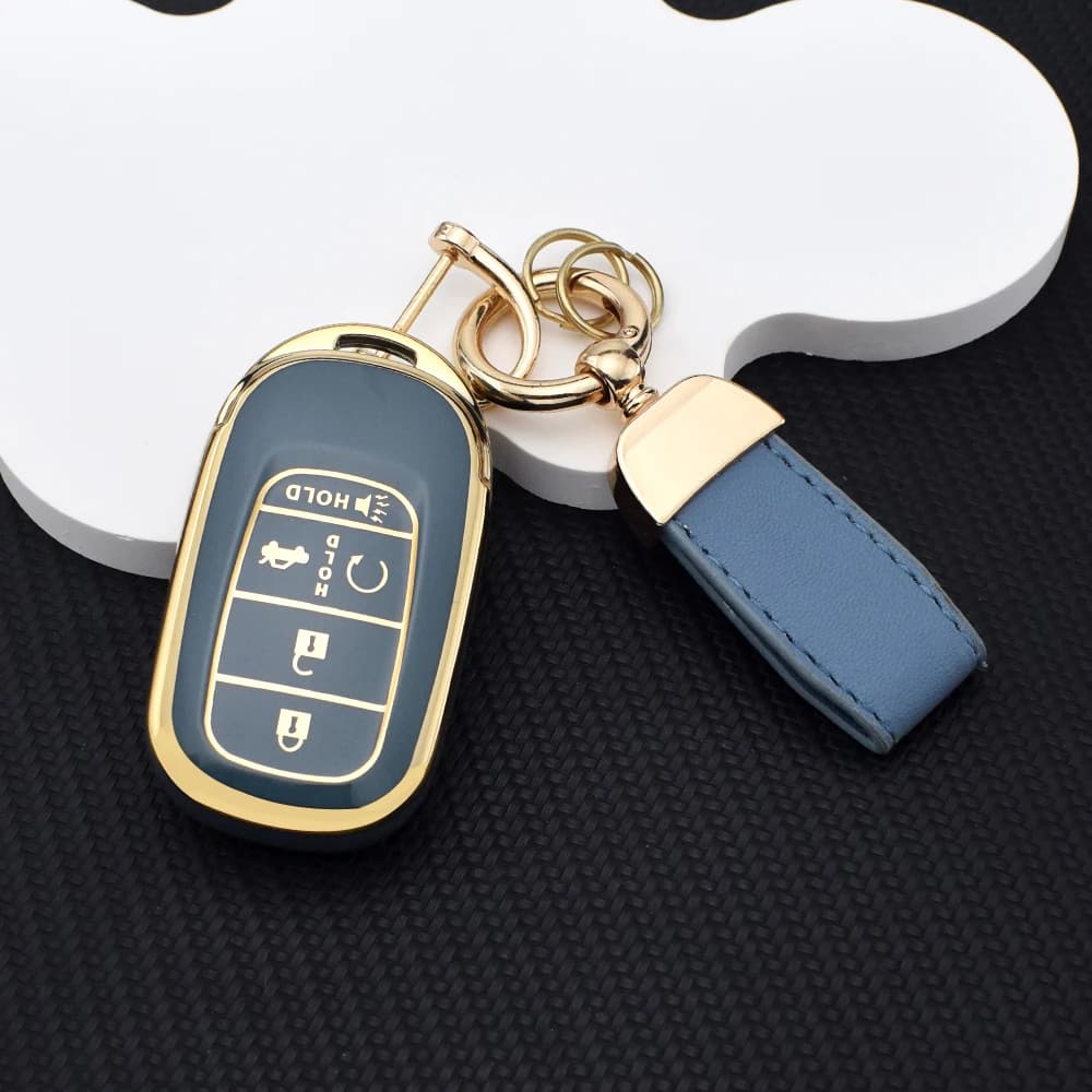 4/5-Button TPU Smart Key Fob Cover for Honda CR-V HR-V Civic Accord Fit Pilot Passport – Durable Protective Case Key Chain Rings