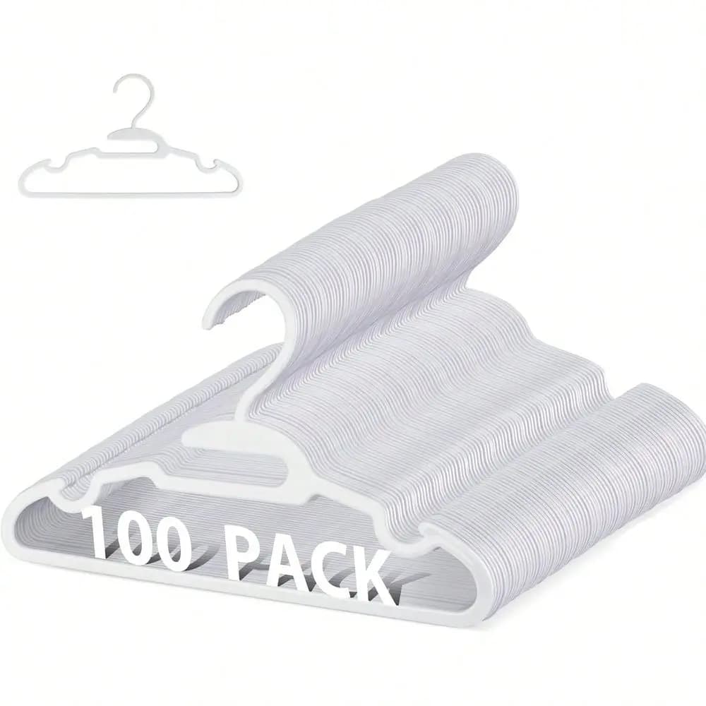 70 100 Pack Kids Hangers Plastic Baby Hanger For Closet, Childrens Infant Hangers For Clothes, UShape Nursery Newborn Hanger 11