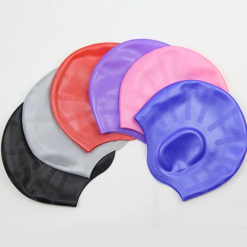 Adult High Elastic Swim Headphones Universal Swimming Head Care Waterproof Hair Guards Long Hair Hat Dive in Large Silicone