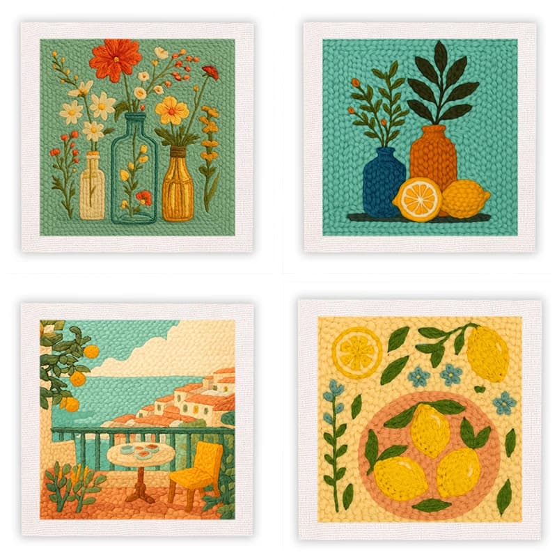 25x25cm Punch Needle Embroidery Starter Kits Scenery Pattern for Adults Beginners Punch Needle Kits Easy Handicraft DIY Decor