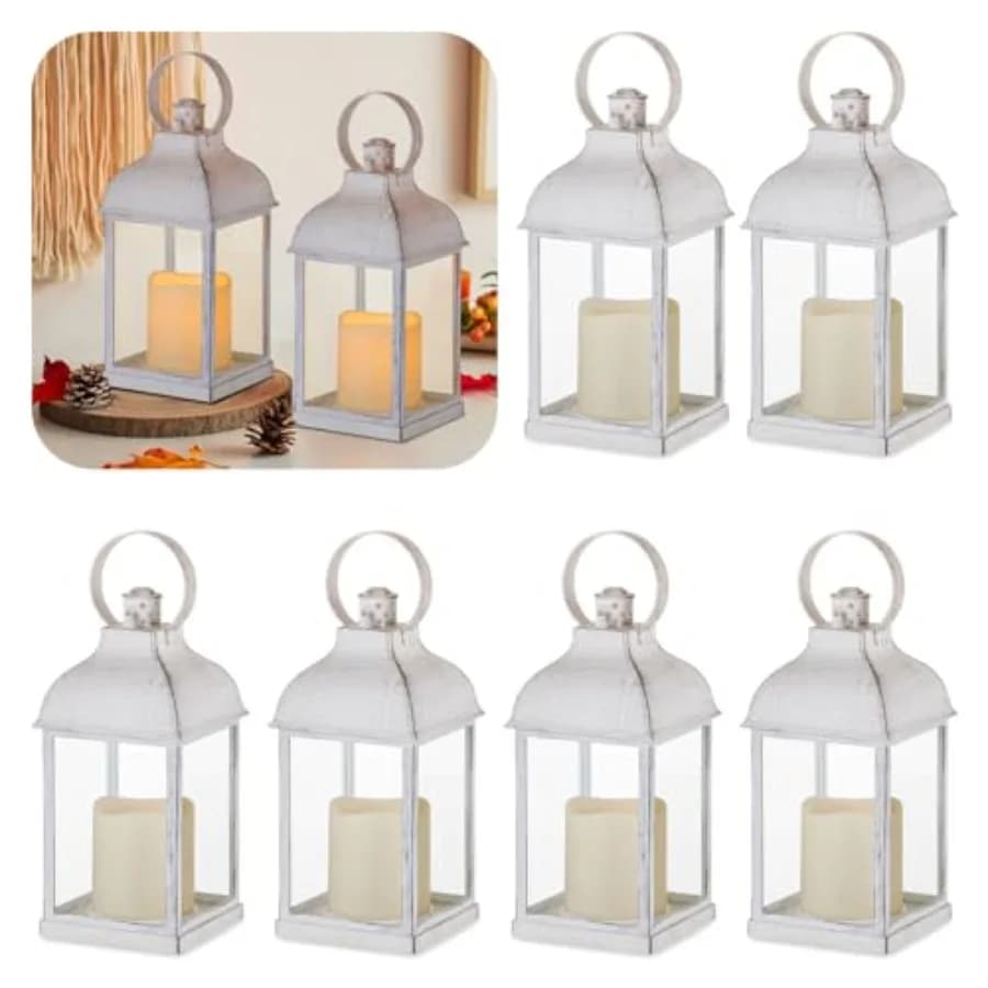 Lanterne Decorative per Interni per Matrimoni: Set di 6 Lanterne a Candela in Stile Rustico per Centrotavola e Piccoli Portacandele da Esterno