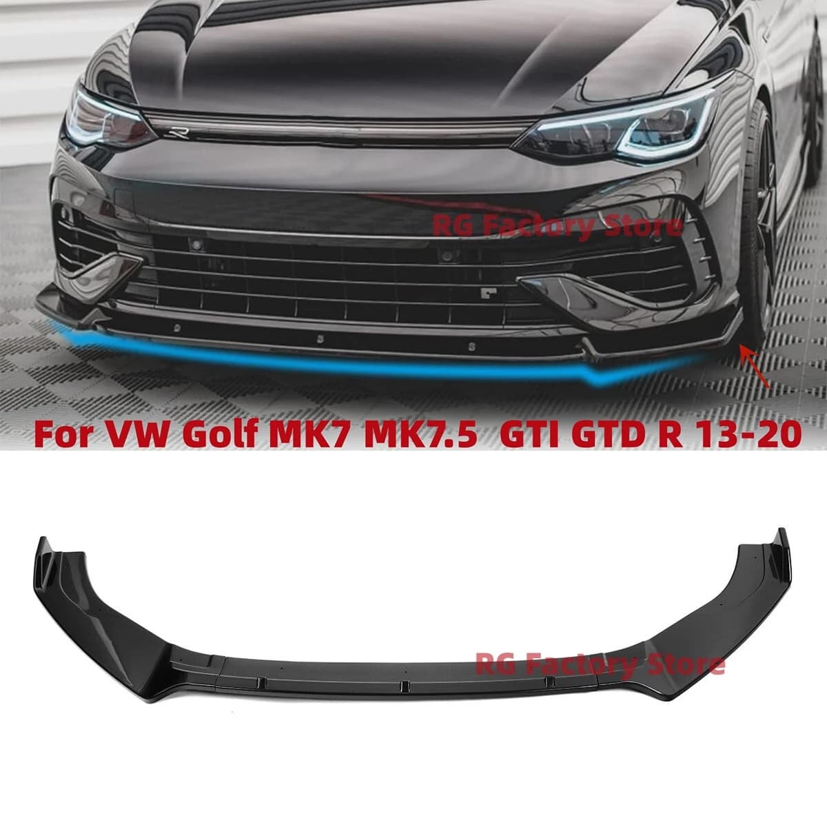 Front bumper Splitter Lip For VW Golf 7 7.5 MK7 MK7.5 GTI GTD R-Line All Models 2012-2020 Diffuser Body Kit Spoiler Guard