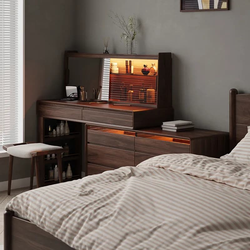 Lampada da tavolo europea per trucco, lussuosa scrivania vintage in vetro marrone con specchio, mobili moderni per camera da letto