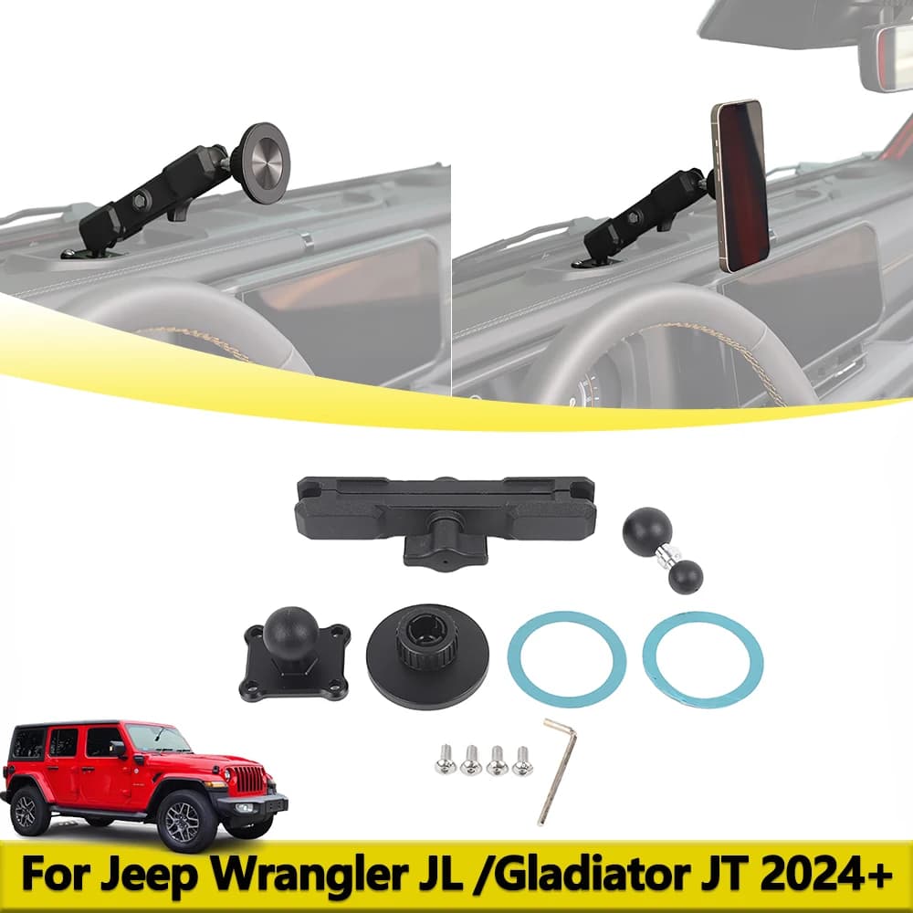 Center Console Magnetic Phone Holder for Jeep Wrangler JL Gladiator JT 2024 2025 Dashboard Phone Bracket Stander Car Accessories