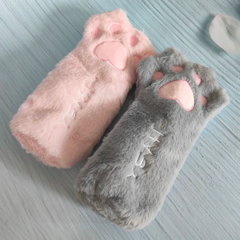 1PC Kawaii Cute Cartoon Cat Paw Pencil Bag School Office Supplies Makeup Pouch Cosmetics Case Footprint Pen Stationery Case