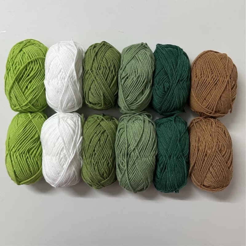 Set di 6/12 Gomitoli di Filato in Cotone Latte per Lavori a Maglia Fai-da-Te, Serie Frutta e Verdura, Serie Verde, per Artigianato
