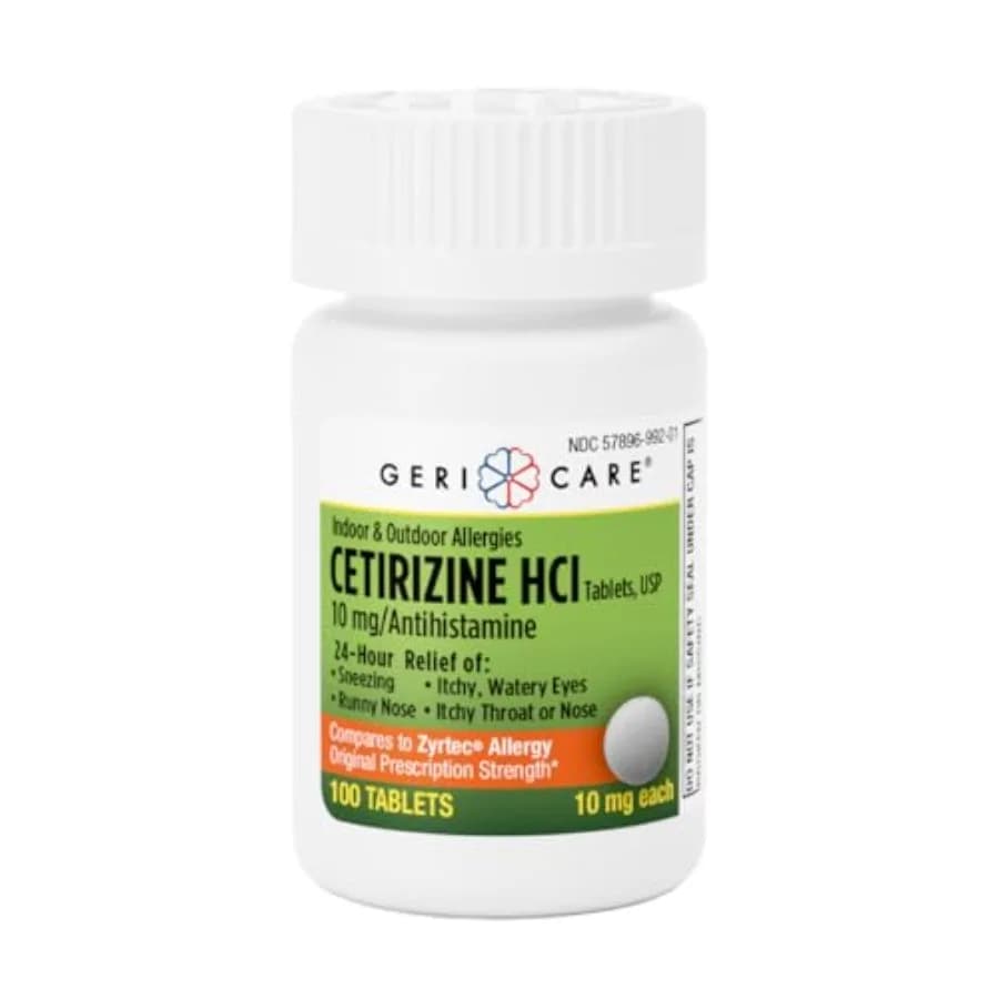 Cetirizine HCI 10mg Antihistamine Tablets, 24 Hour Seasonal and Year-Round Allergy Relief for Indoor and Outdoor Allergies, Sne