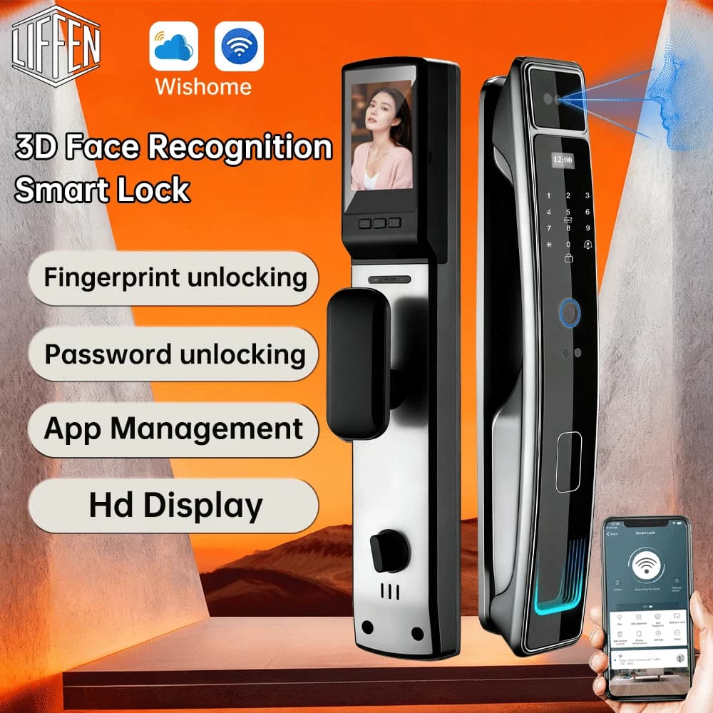 Wishome APP Smart Lock Riconoscimento facciale 3D Password per impronte digitali Serratura intelligente con sblocco remoto Serratura elettronica