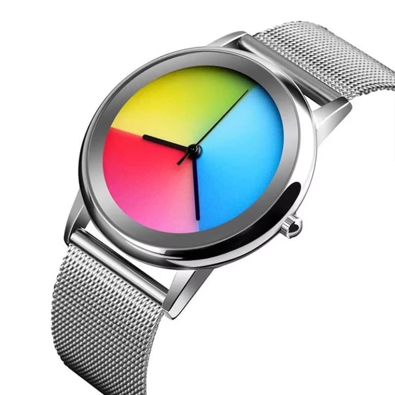 New Single Fashion Women's Watch Casual Colorful Dial Changing Quartz Wrist Watch Simple Women's Watch Ultra Slim Special Gift