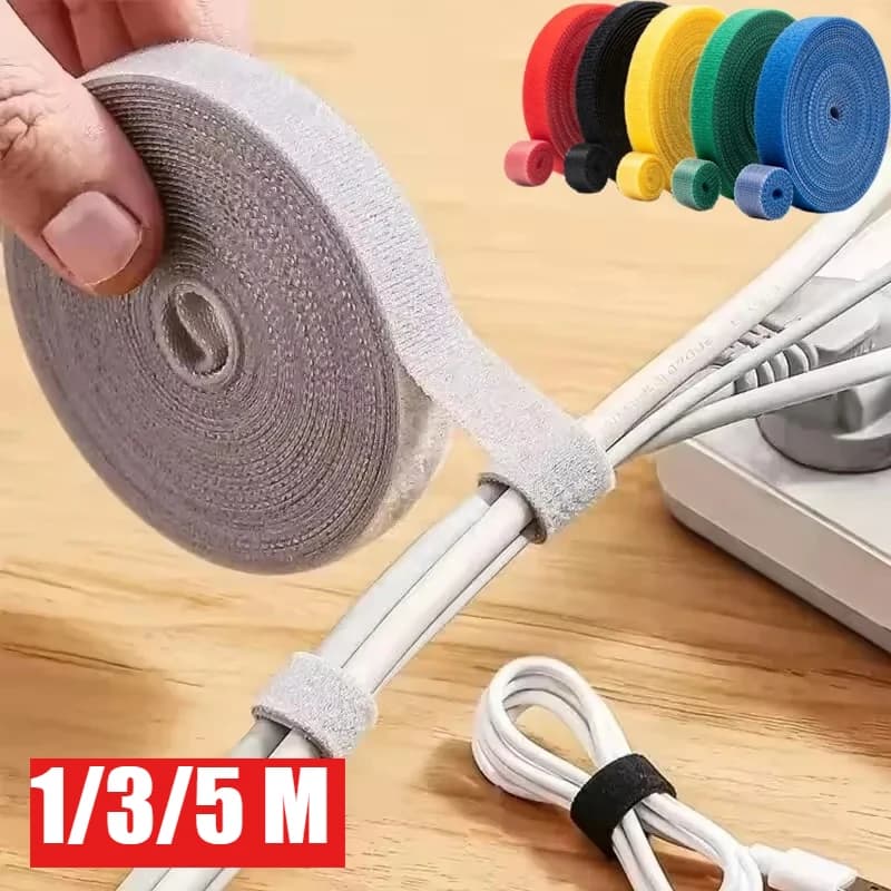 1/3/5M green plants, wire harness sorting zipper tape, nylon material, headphone data cable management Velcro zipper tape