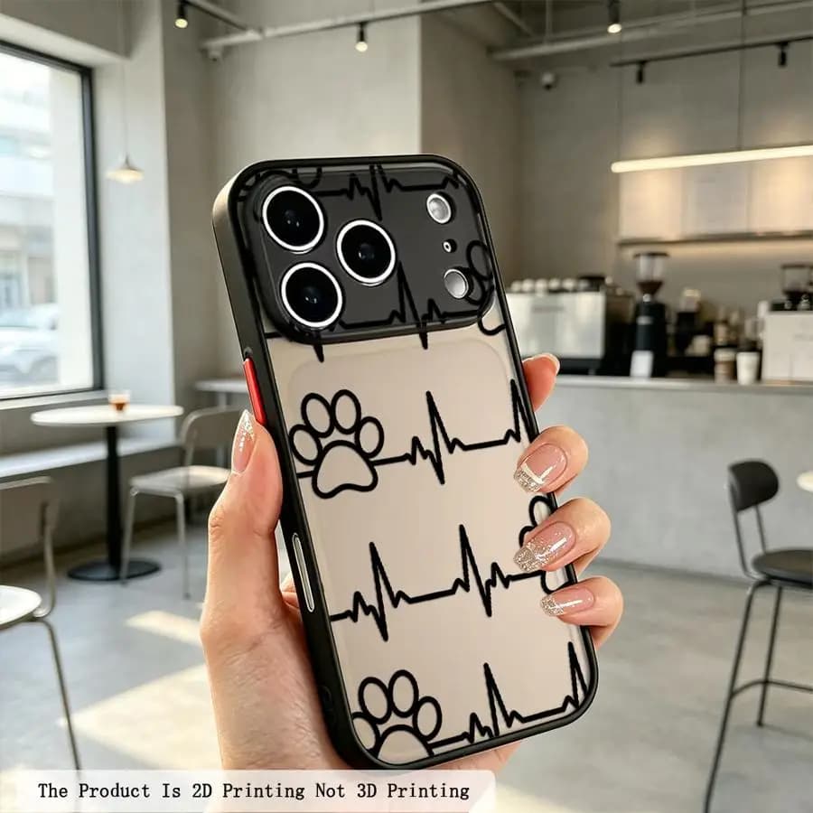 Case for iPhone 17 Pro Max 16 Plus 15 11 XS XR 17e 13 Mini Air 7 8 SE 14 12 Funda Back Phone Cover Repeat Paw ECG Pattern