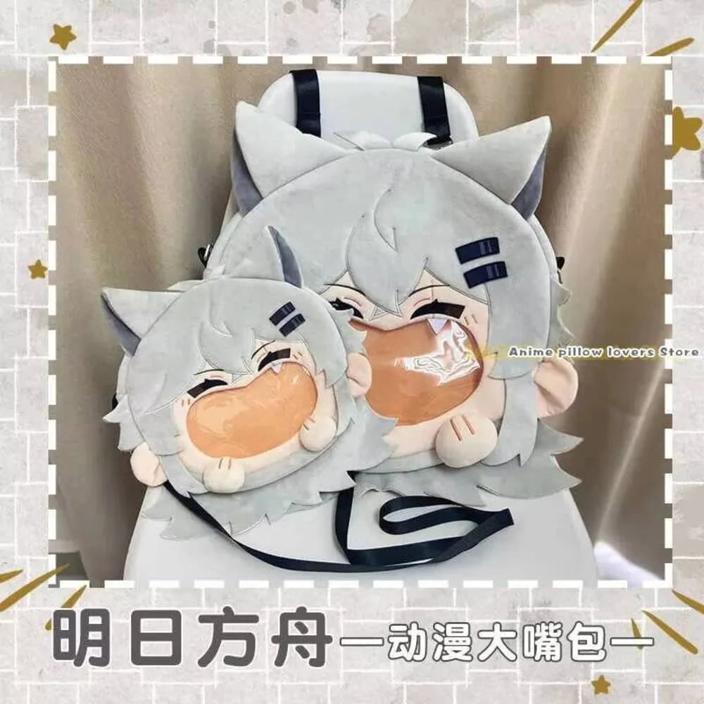Zaino Anime Lappland di Arknights con Cerniera Trasparente e Bocca Grande, Borsa a Tracolla Cosplay Cartoon