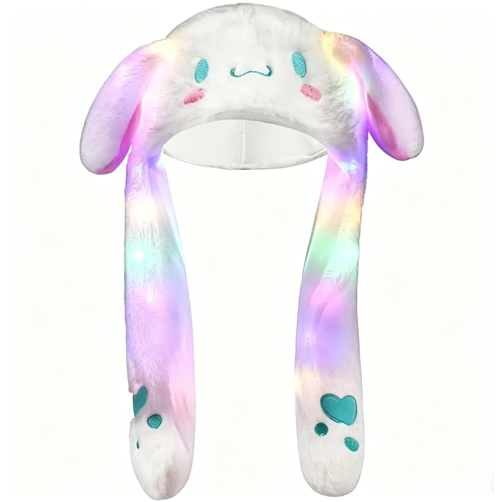 Cappello Peluche Luminoso Sanrio con Orecchie Mobili, Cappello Divertente di Pikachu, Hello Kitty, Kuromi, Cinnamoroll, Berretto Invernale Caldo a Tema Cartone Animato