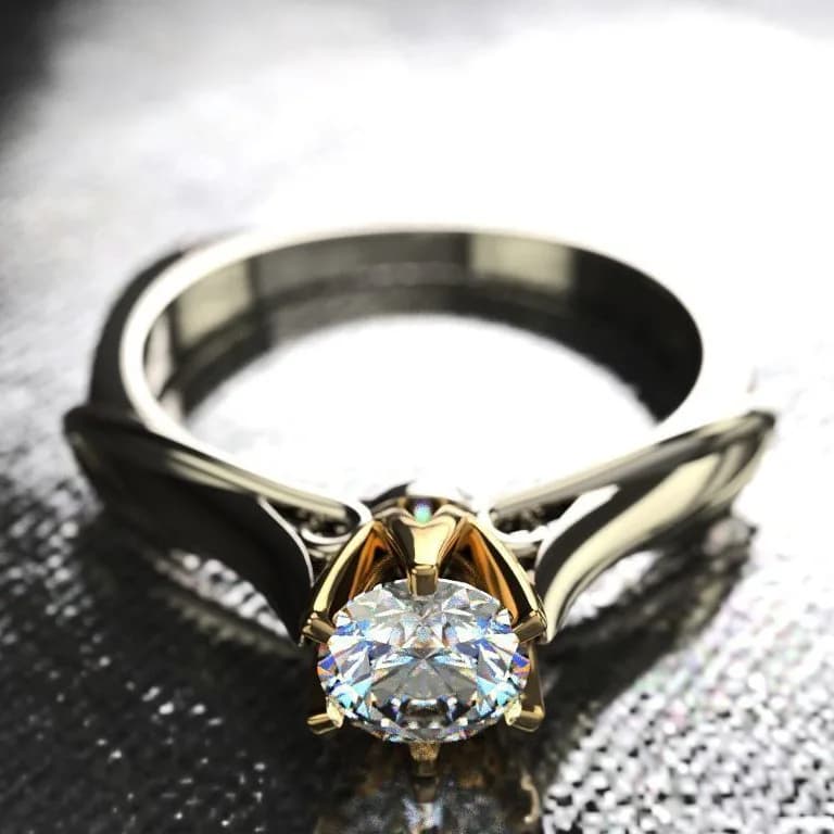 S925 Silver 1 Carat Classic Six Claw Two Tone Eight Hearts Eight Arrows Zircon Mozzarella Diamond Engagement Ring For Women