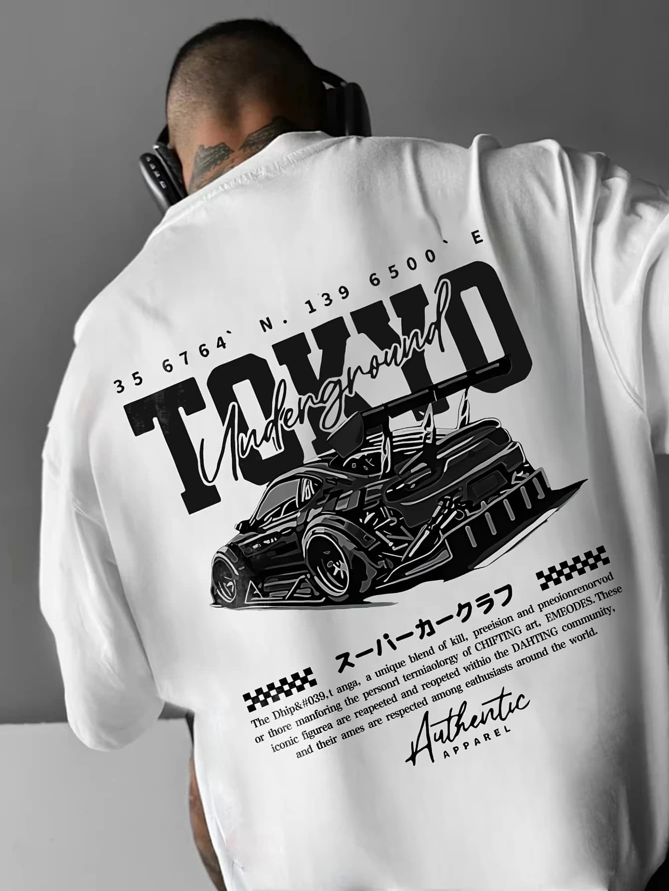 Men's Short-sleeved T-shirt, Printed with Racing Cars English Graphics Fit Fashionable Casual Round Neck Top 2026 New Summer