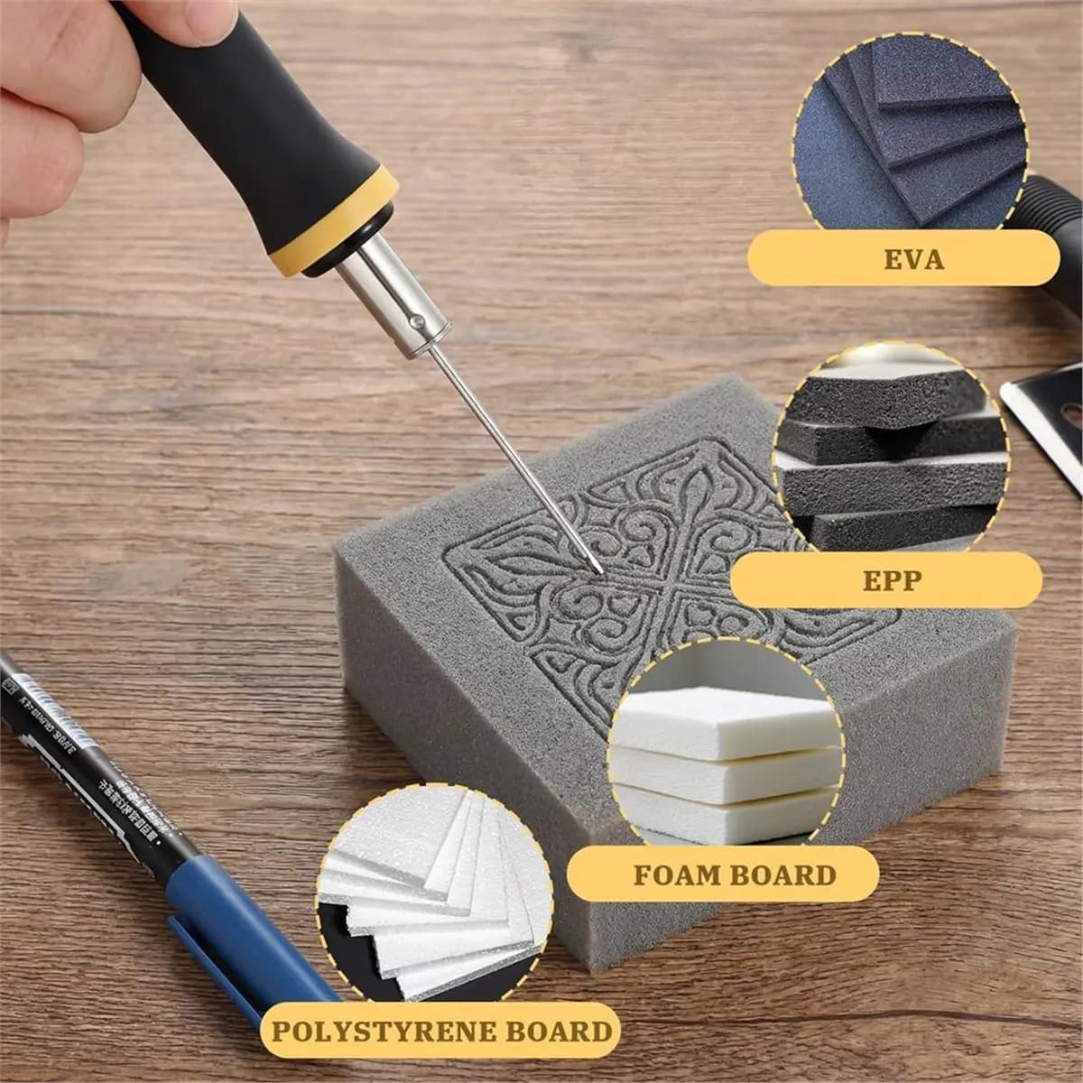 Penna Elettrica Leggera a Filo Caldo per Taglio Schiuma (2 Pezzi), Kit Taglierina per Schiuma, Strumento di Intaglio a Caldo ad Alta Temperatura per Pannelli in EVA, Spina USA