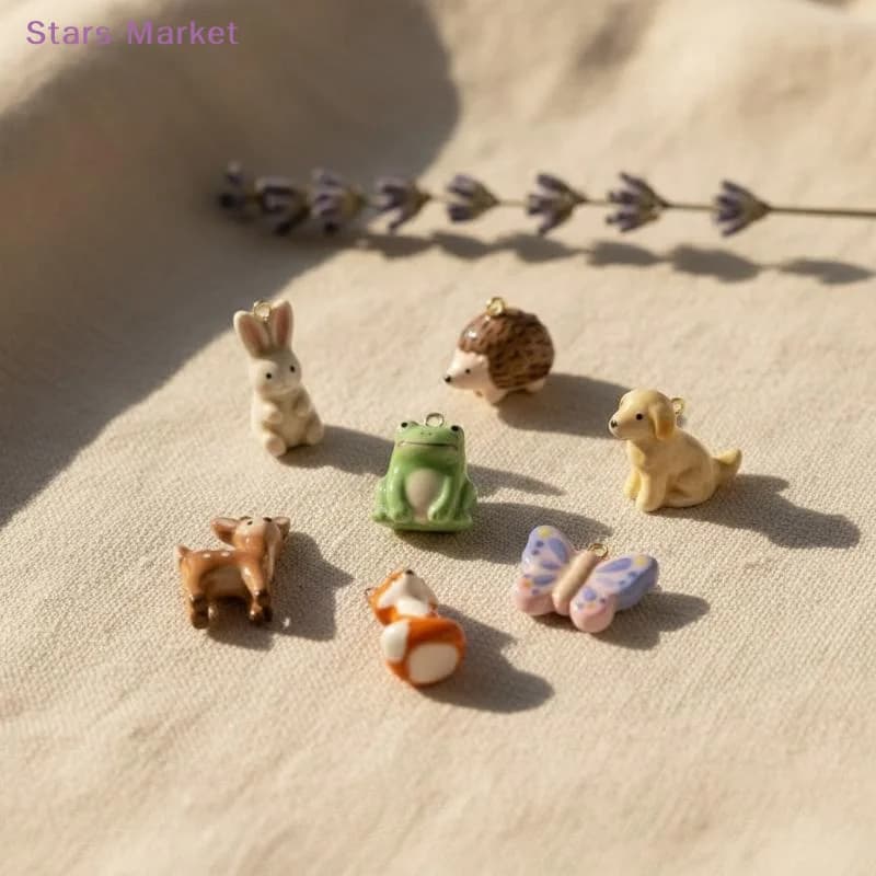 New Fun Cartoon Animal DIY Pendant Bracelet Necklace Cute Sweet Deer Lamb Squirrel Stainless Steel Pendants Jewelry Accessories
