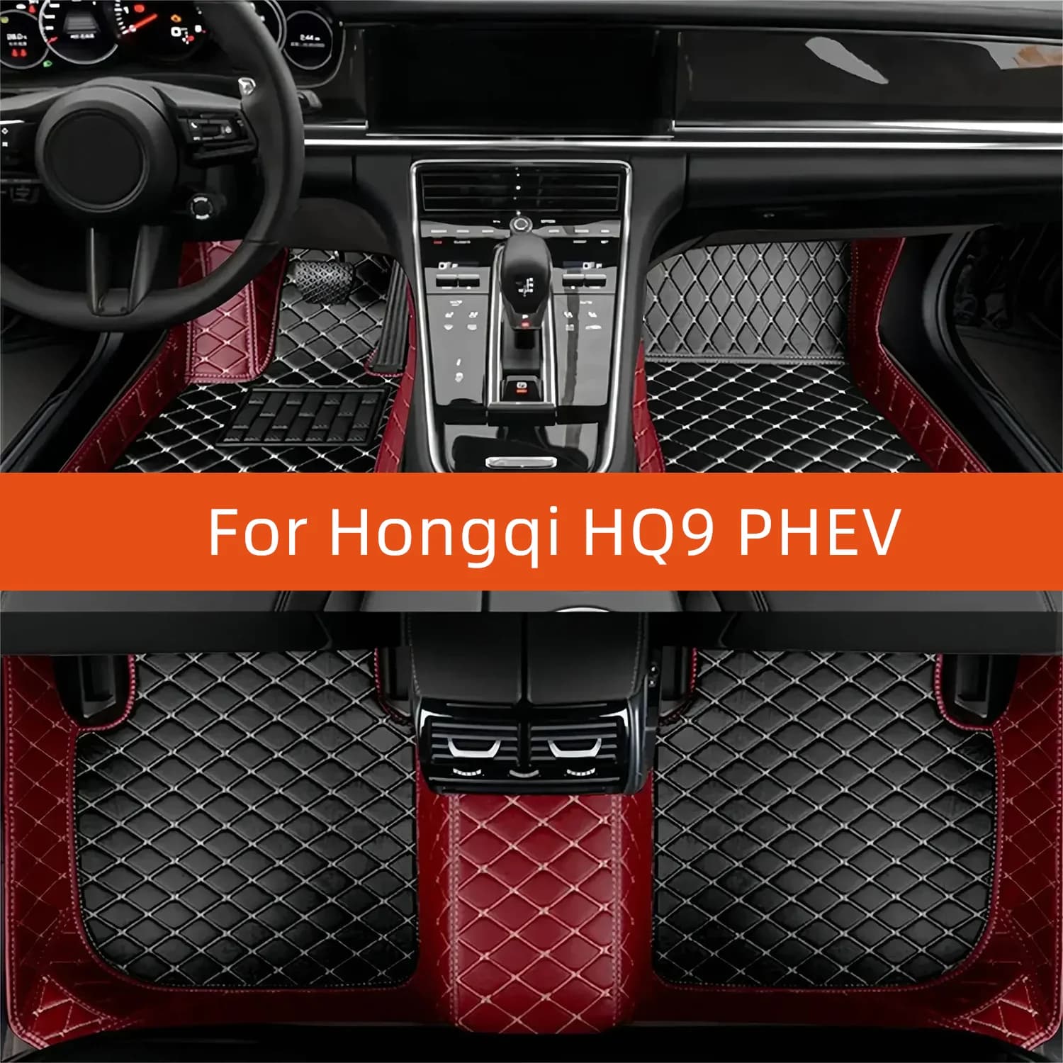 Tappetino per auto in pelle personalizzato per Hongqi HQ9 PHEV 2024 2025 2026 2027 Tappetino per auto Accessori interni
