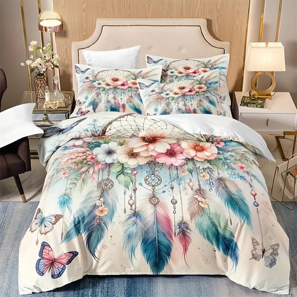 Floral Dream Catcher Bedding Set 3D Printed Duvet Cover Set Soft Single Twin Double Queen Size Bed Set Home Decorations Birthday