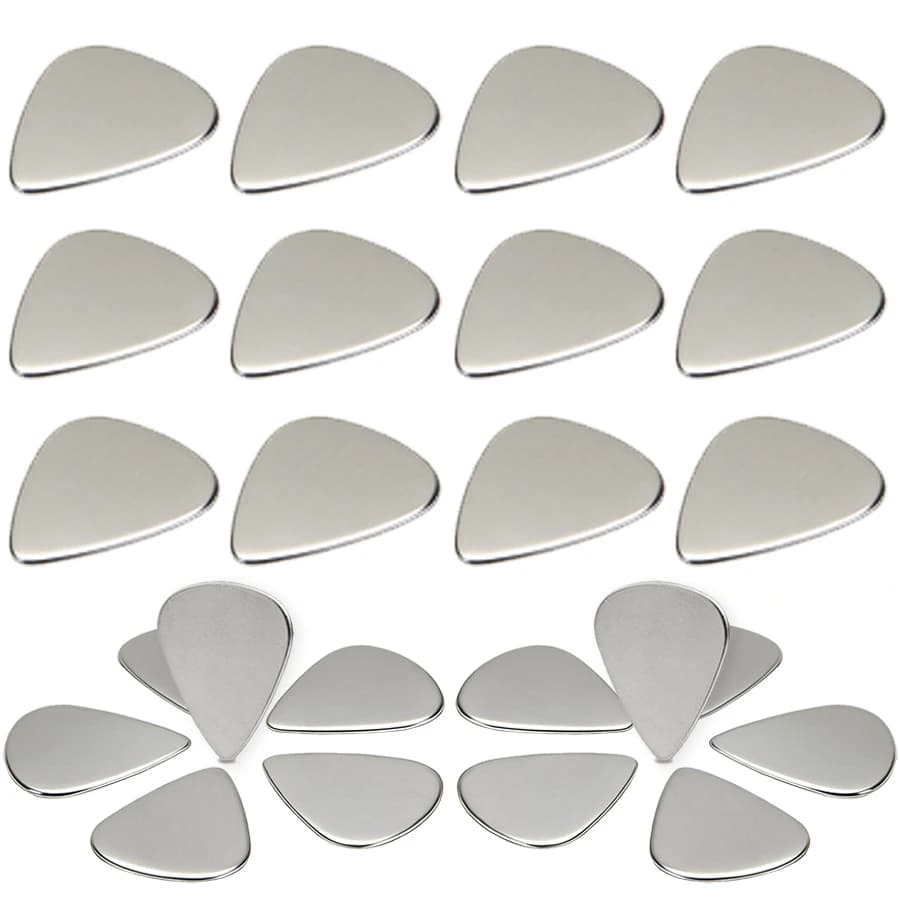 Set di 18 Plettri di Precisione in Acciaio Inox da 0,3mm, Plettri Metallici Durevoli per Ukulele, Basso e Strumenti a Corda Convenzionali