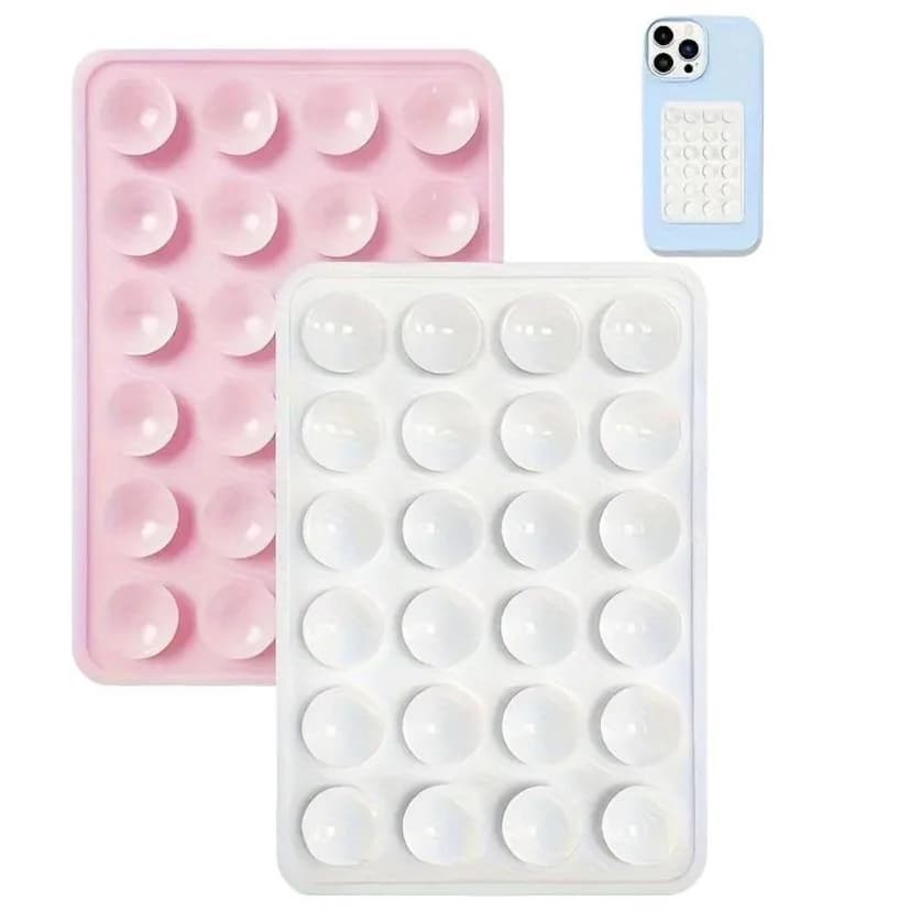 Wall bracket with multifunctional suction cup Support for phone with silicone suction cup Anti-slip square cap Support for case on one side Rear sticker