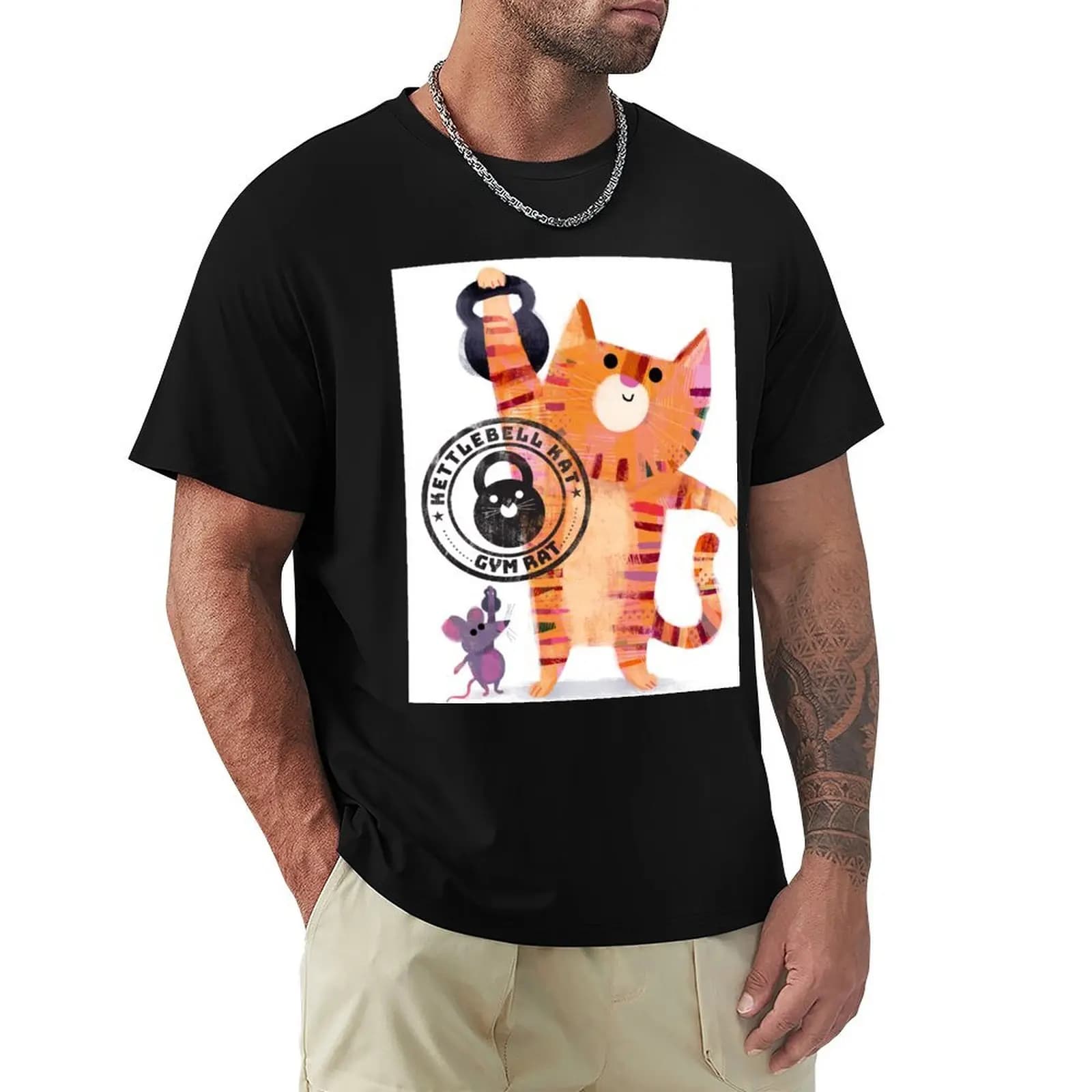 T-shirt Kettlebell Kats, top a maniche corte con grafica elegante