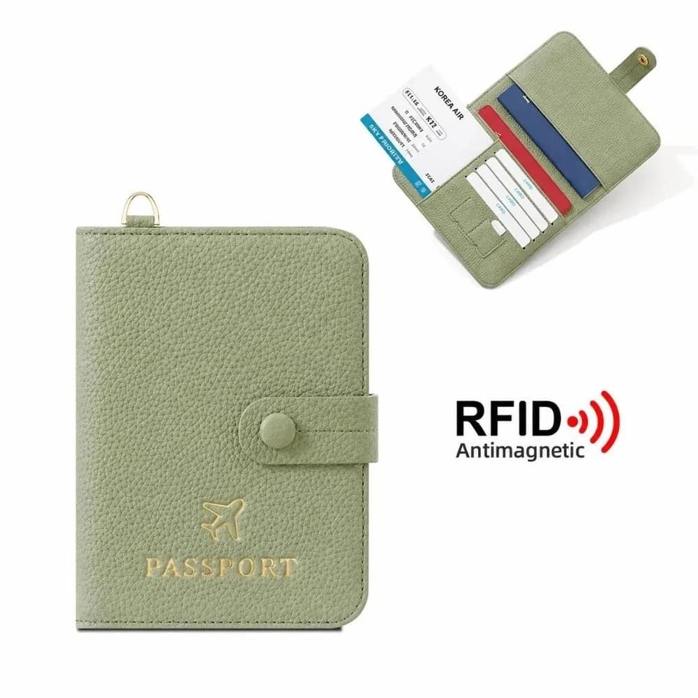 Portable RFID Blocking Passport Cover Case PU Leather Card Holder Passport Wallet Hanging Neck Travel Passport Holder Trave