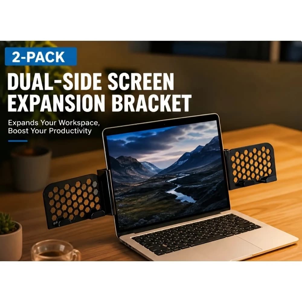 Laptop Side Expansion Stand, Dual-Screen Phone Holder, Portable Cellular Hollow-Out Phone Clip for Computer Sides, Desktop Dual-Device Synchronization Stand, Universal Laptop Screen Extension Bracket, 2-Pack, Lazy Phone Holder for Watching Shows, Office Work, Online Classes