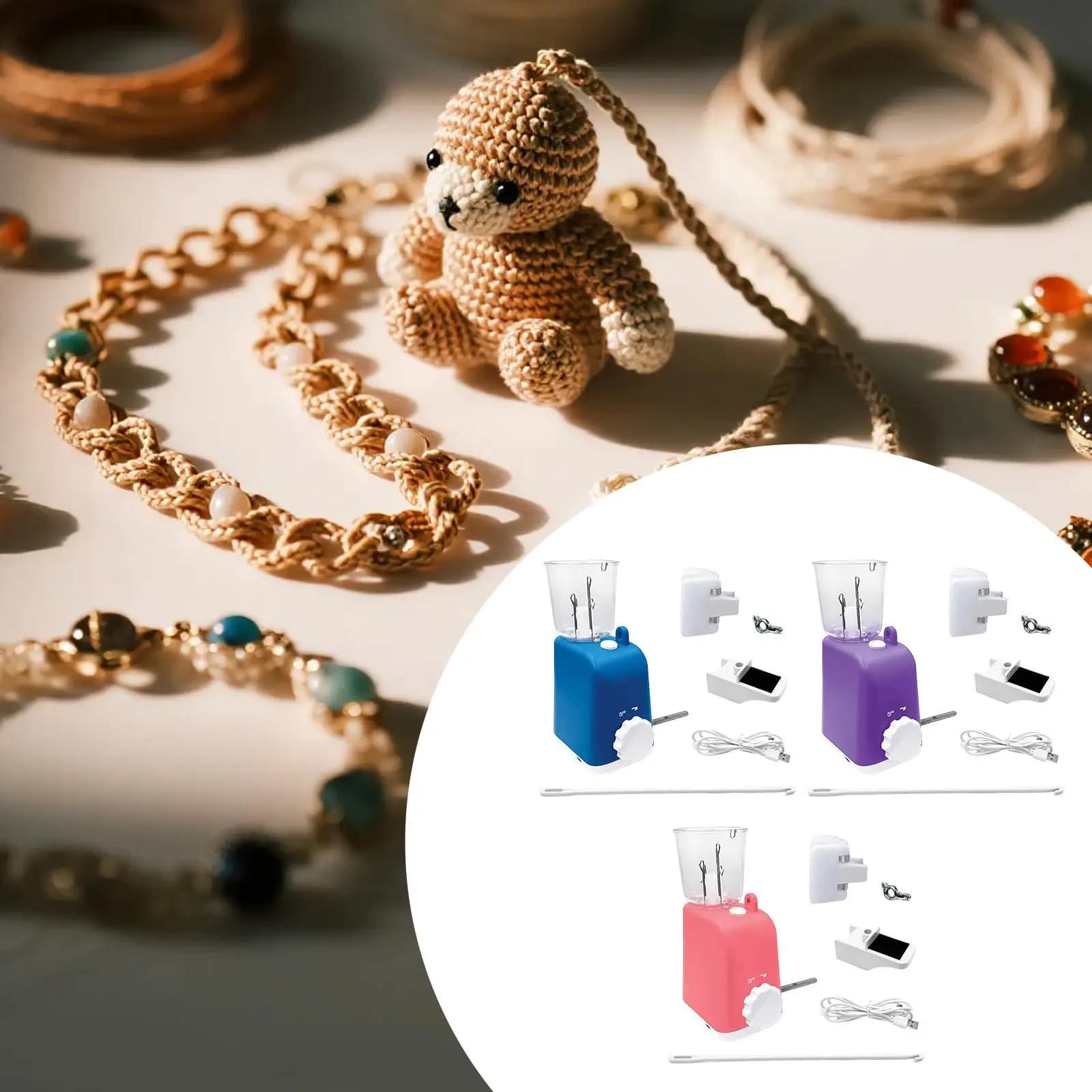 Electric Cord Knitter Automatic Weaving Loom ABS Yarn Winder for Knitting Jewelry Home Crafts and Gifts