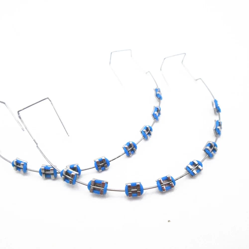 1 paio di decorazioni dentali temporanee colorate per decorazioni dentali con fili metallici Fascette per legature ortodontiche Staffe finte Bretelle