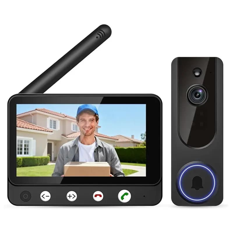 Campanello Wireless B48A con Schermo da 4,5 Pollici, Portata di 200 Metri, Comunicazione Bidirezionale, Visione Notturna, Archiviazione Cloud e Sistema di Videocitofono