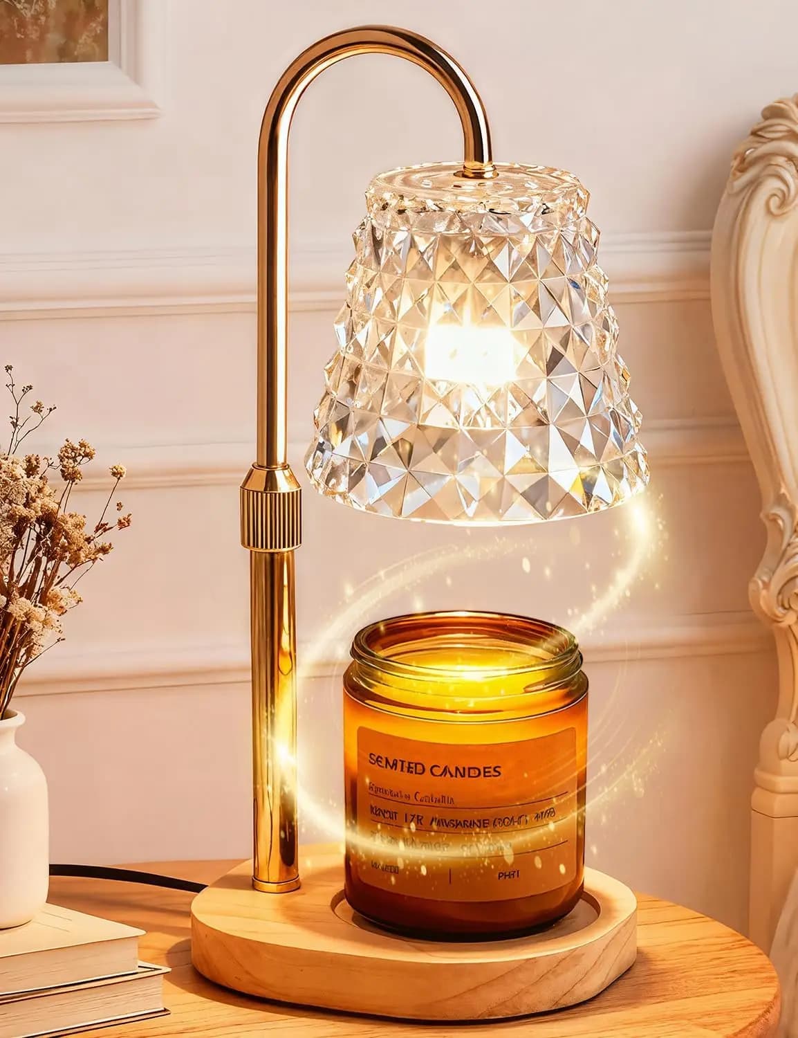 Candle Warmer Lamp with Timer, Dimmable, Height Adjustable, Safe Gift for Women, Housewarming