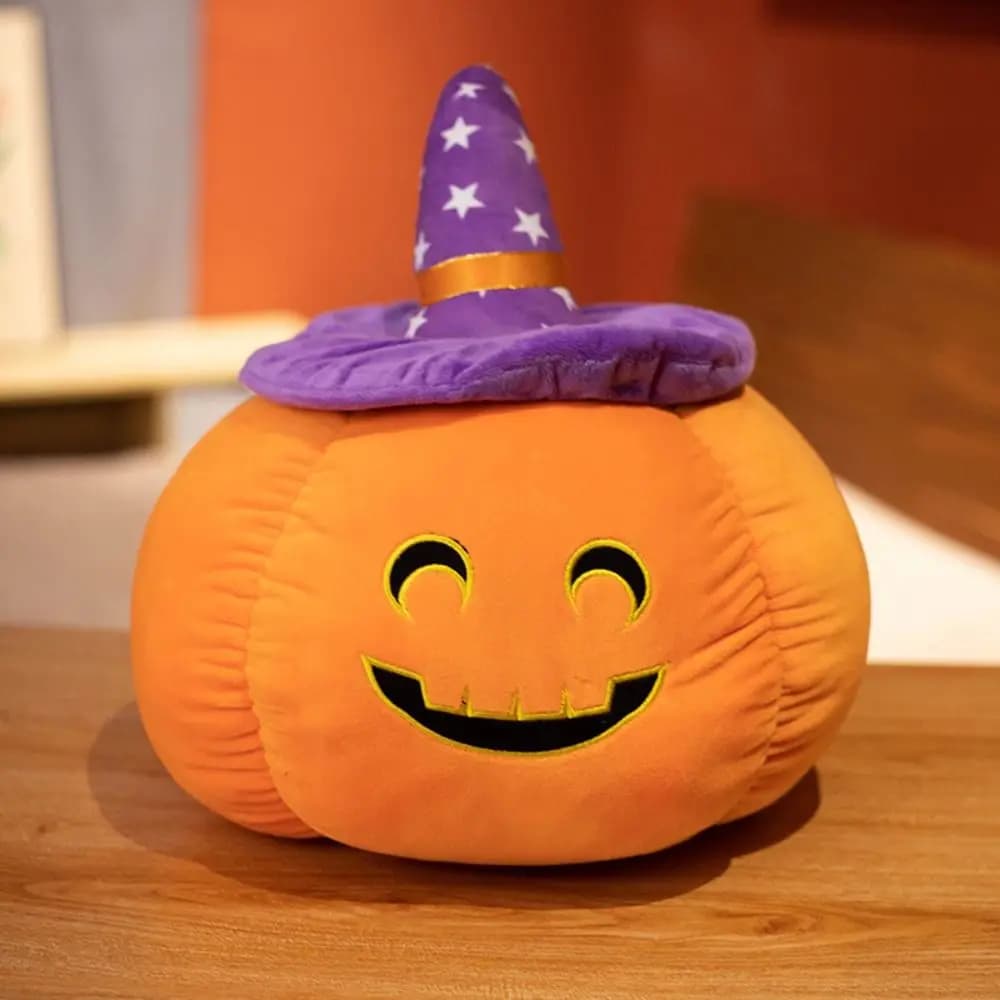 Trick Wearing Hat Pumpkin Demon PP Cotton Stuffed Halloween Soft Funny Halloween Pumpkin Throw Pillow Festival Theme