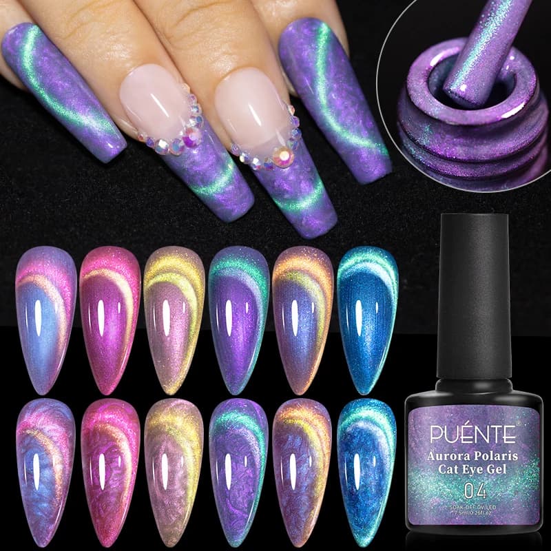 7.5ml Aurora Glitter Shell Thread Cat Gel magnetico Smalto per unghie Scintillante Doppia luce Cat Eye Gel Soak Off UV Nail Art Varnish