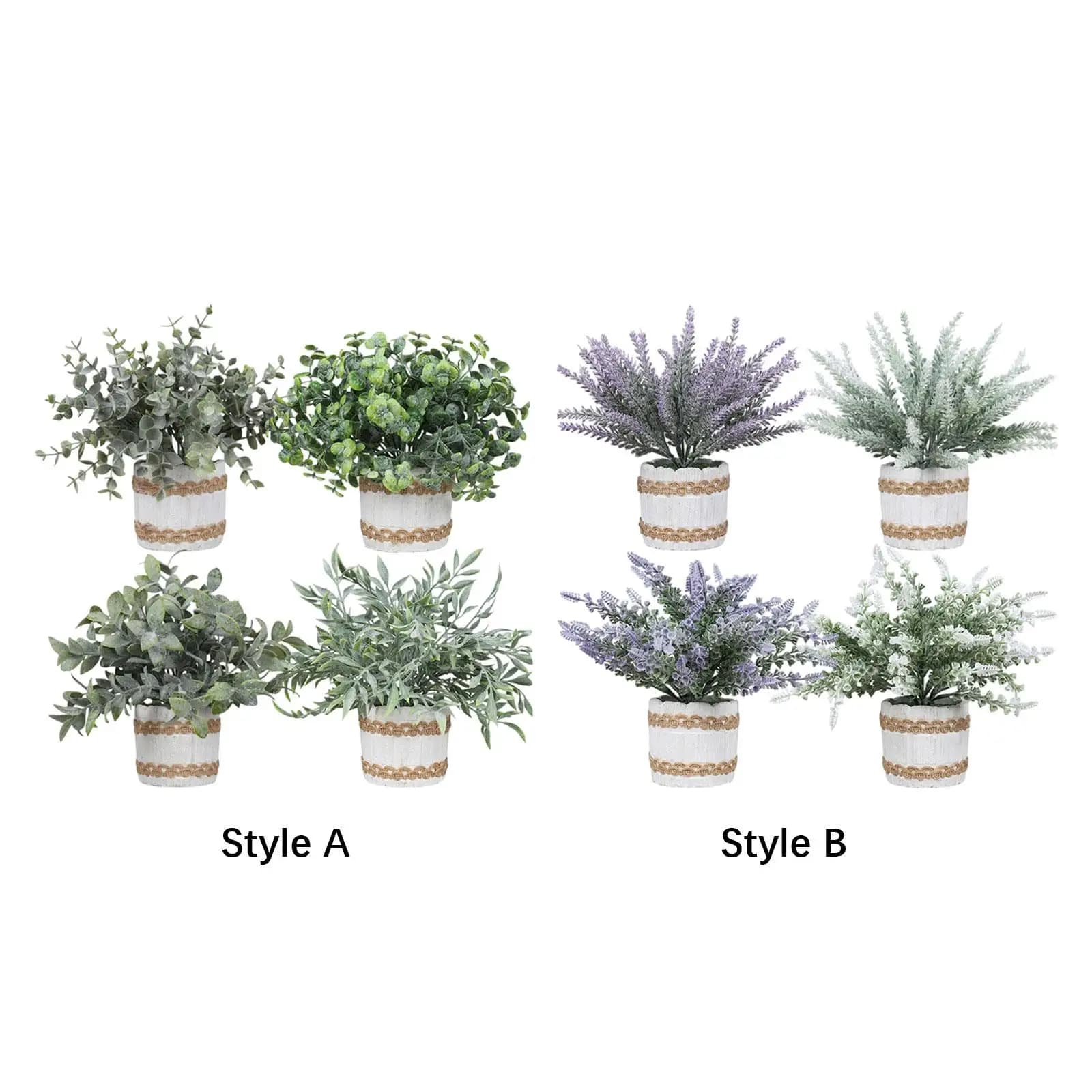 Set di 4 Piccole Piante Finte Decorative, Piante Artificiali in Vaso per Soggiorno, Davanzale, Bagno e Decorazione Scaffali