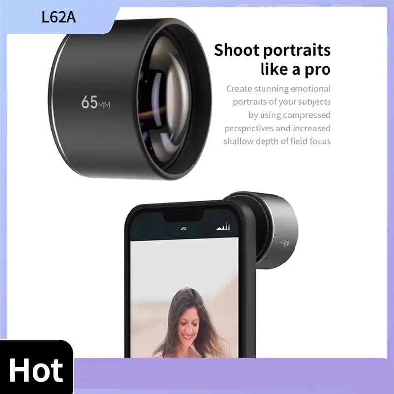 L62A 65Mm Portrait Target Phone Tele Objective For iPhone And Android For iPhone 16 15 14 13 Pro Max Tablet Laptop Webcam