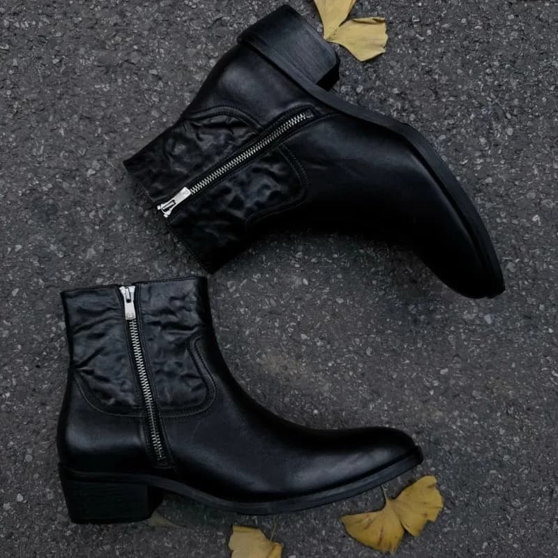 Stivali Chelsea Vintage da Uomo, Scarpe Eleganti alla Moda, Stivali Alti Trendy Fatti a Mano in Vera Pelle, Stivali da Lavoro Casual in Pelle Bovina