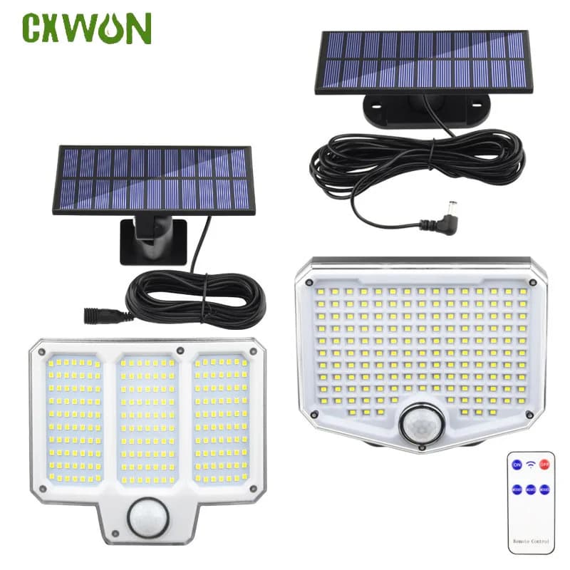 Luci da pannello solare per esterni Ghirlanda a LED con sensore di movimento Lampada da parete divisa impermeabile 3 modalità per l'illuminazione del cortile