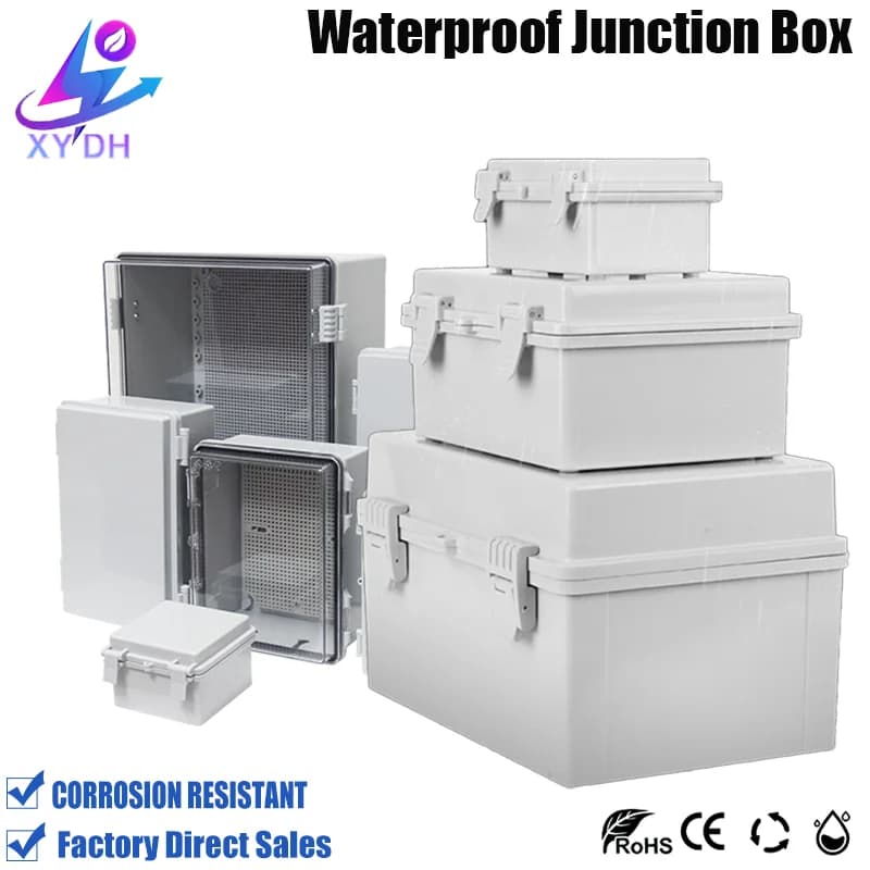Scatola Impermeabile IP67 per Esterni con Coperchio Trasparente/Grigio, Base in Plastica ABS per Monitoraggio Esterno e Cablaggio