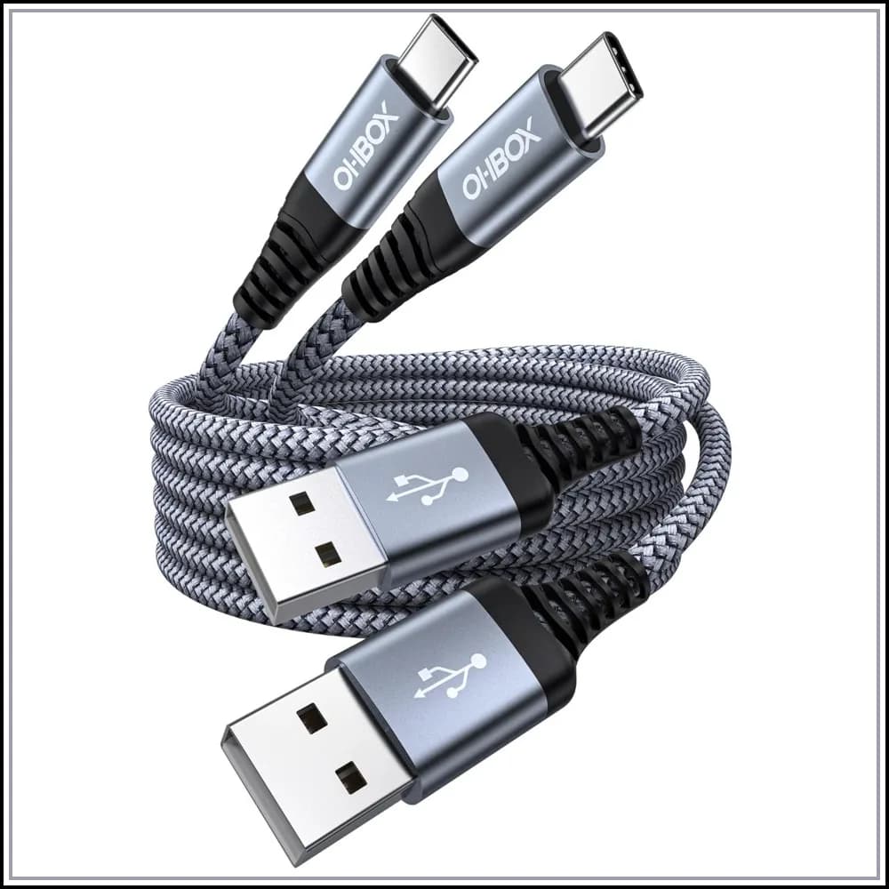 60W Fast Charging USB to USB C Cable 2 Pack 6FT, Durable Braided USB A to C Cord for iPhone 16/15/Pro Max, Samsung Galaxy S23, CarPlay