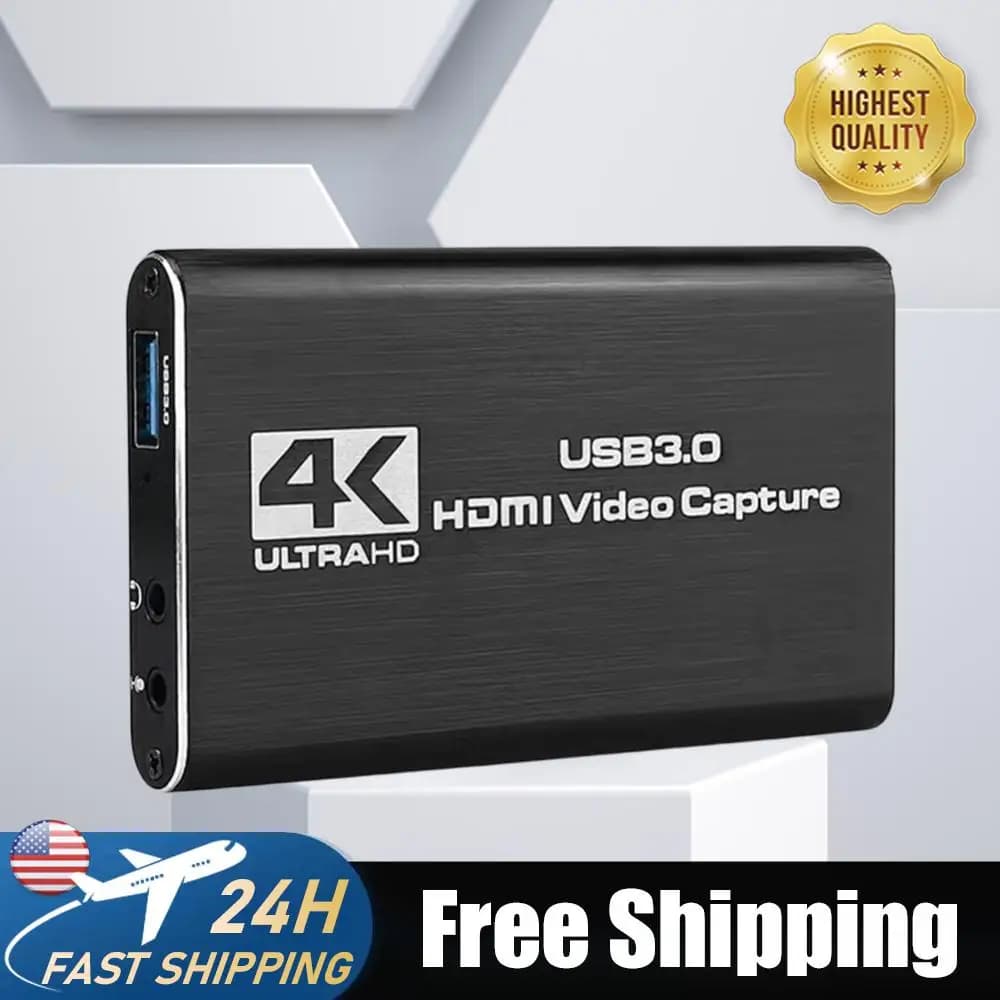 Registratore USB 3.0 HDMI-compatibile 4K 60HZ, Box di acquisizione per streaming live HDMI-compatibile, Registratore schermo HD per videocamera DVD