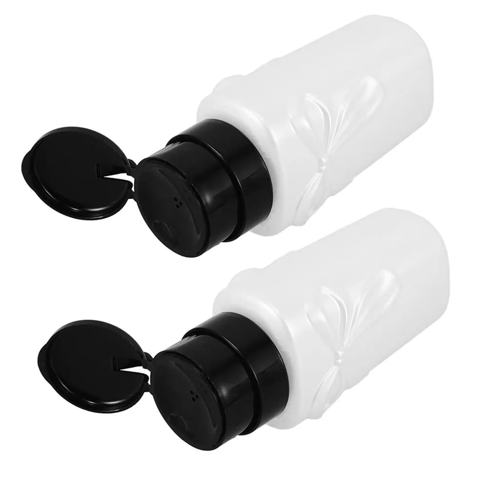 2 bottles with pump to remove enamel, lockable butterfly cap, design with cute bow, rechargeable portable makeup cleaner for travel