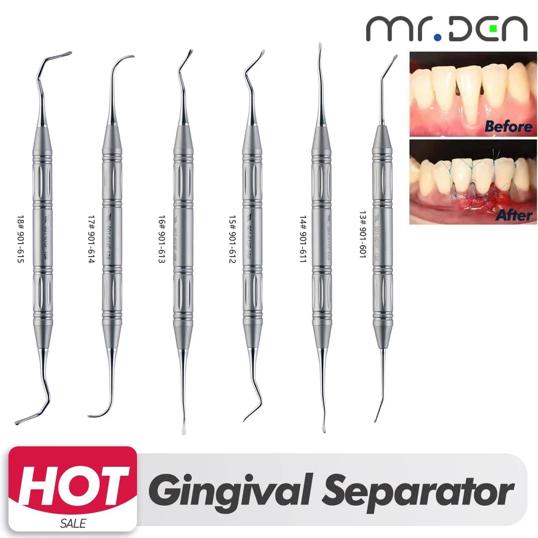 Set of surgical instruments for minimally invasive dental tunnels Set of surgical instruments for modeling gums GTR Gegival preparation Bone graft repair